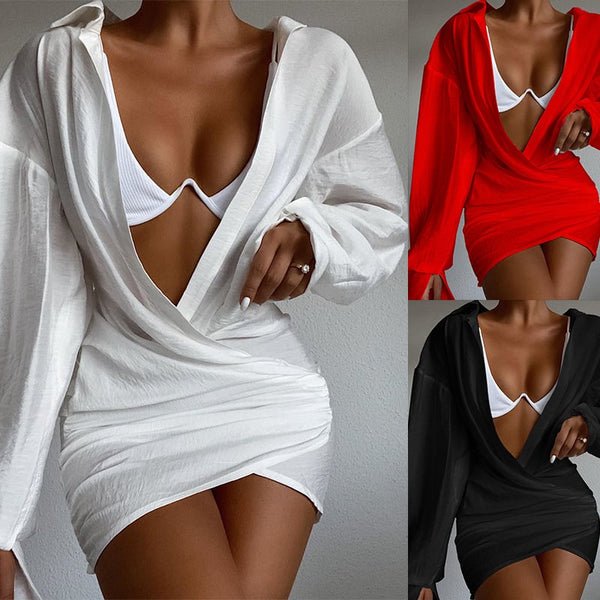 Deep V-Neck Mini Dress