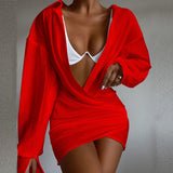 Deep V-Neck Mini Dress
